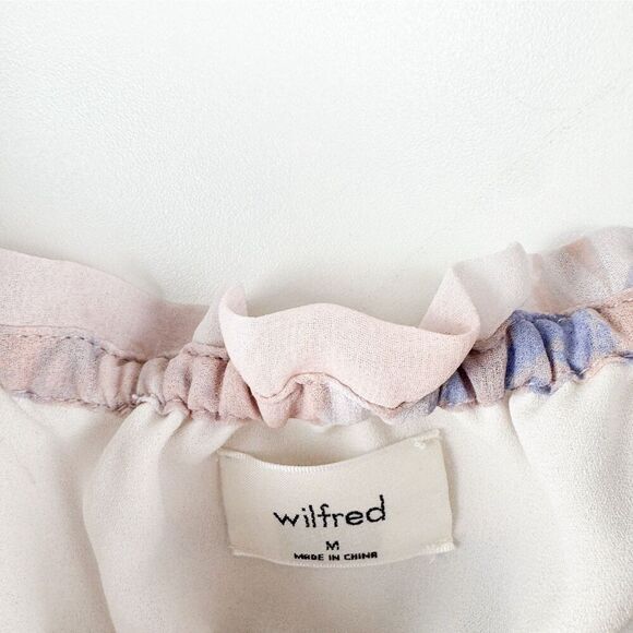 Aritzia Wilfred Crop Top Sz M Smocked Fairy Doll Chiffon Adjustable Shoulder Tie - Picture 3 of 5